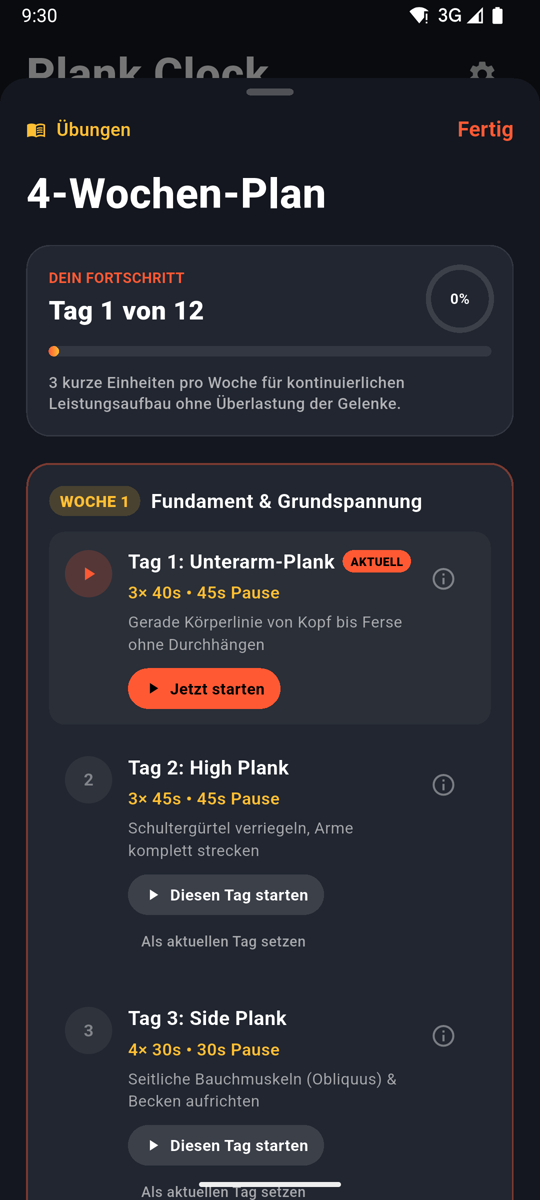 4-Wochen-Aufbauplan mit 12 Einheiten