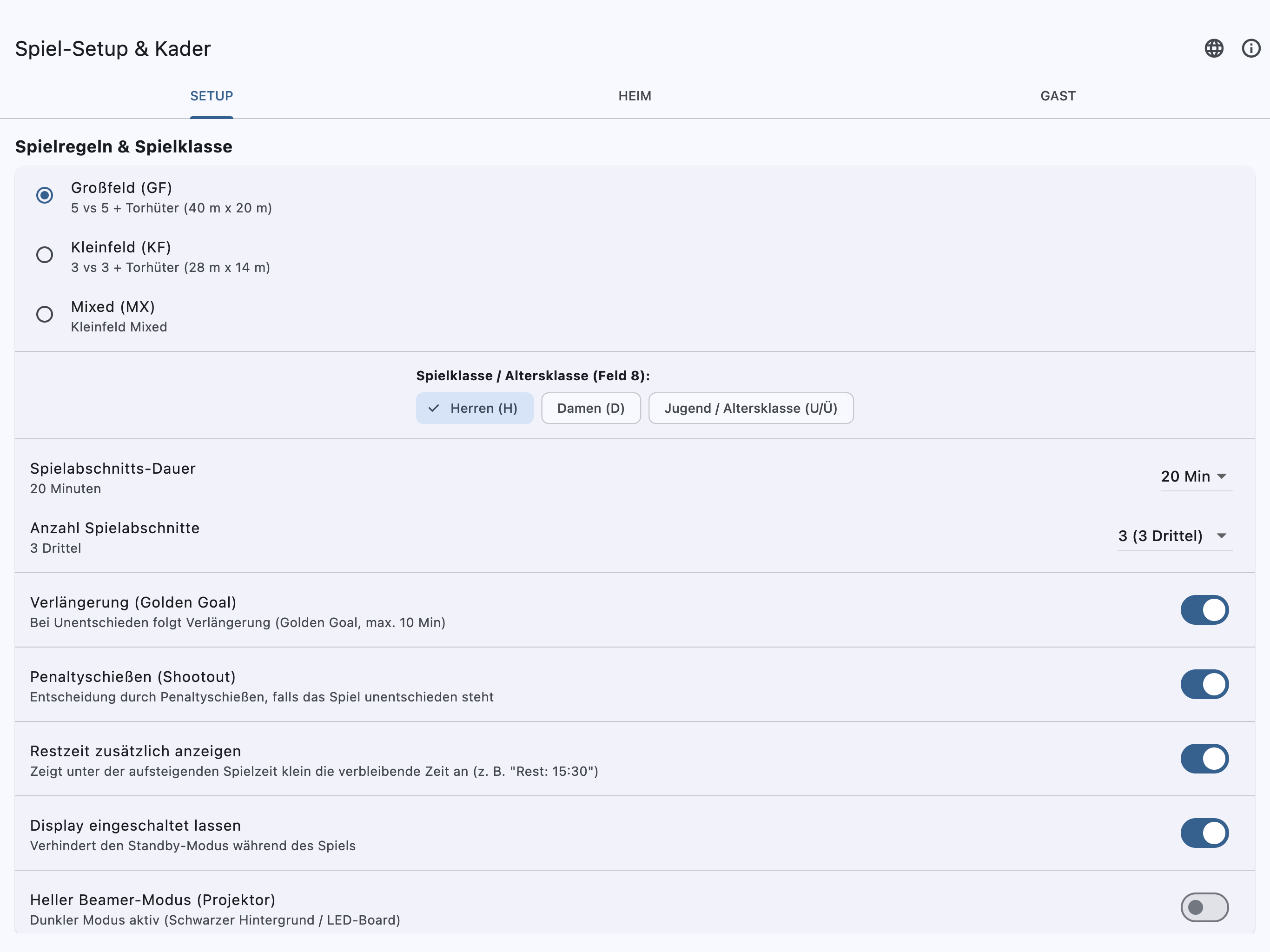 Floorball Clock iPad Kader & Betreuer